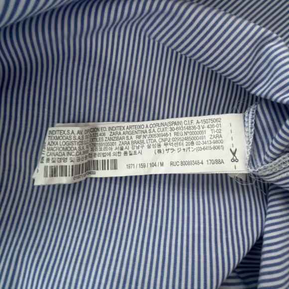 Zara Preppy Varsity Blue Pinstripe shirt – Women’s Medium M - Picture 9 of 13